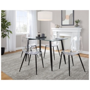 LumiSource Clara Dining Table and 4 Chairs, Clear