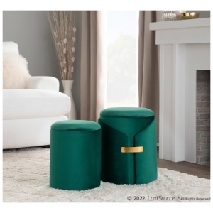 LumiSource Dahlia Ottoman Set, Green