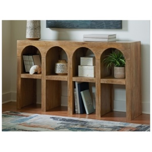 Luzmanacy Console Sofa Table, Natural Brown