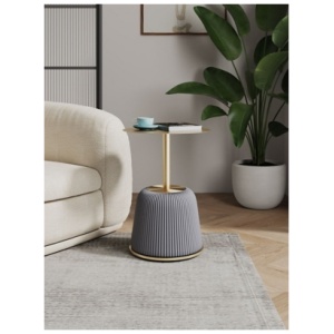 Manhattan Comfort Anderson Leatherette Accent End Table, Gray