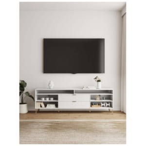 Manhattan Comfort DUMBO 85" TV Stand with 2 Drawers, White