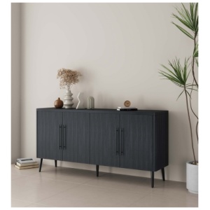 Manhattan Comfort Jodie 8-Shelf Sideboard, Charcoal Gray