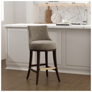 Manhattan Comfort Lucia Bar Height Bar Stool, Taupe