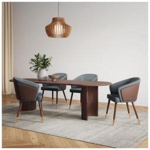 Manhattan Comfort Reeva Dining Chair, Walnut/Graphite Gray
