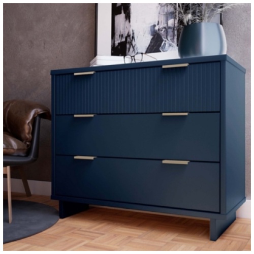 Manhattan Comfort Standard 38" 3 Drawer Dresser, Midnight Blue
