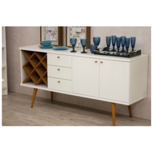 Manhattan Comfort Utopia Sideboard Buffet Stand, Off White/Maple Cream
