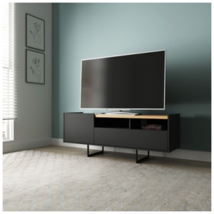 Manhattan Comfort Winston 53.14" TV Stand with 4 Shelves, Black/Cinnamon
