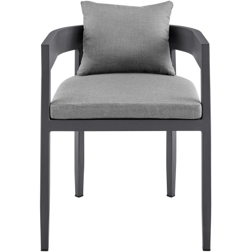 Menorca Outdoor Patio Dining Chairs in Aluminum with Gray Cushions - Set of 2
