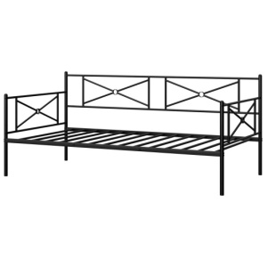 Metal Daybed Twin Bed Frame Stable Steel Slats Sofa Bed-Black