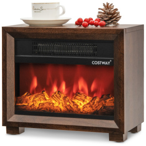 Mini Wooden Space Tabletop Fireplace with Realistic Flame Effect