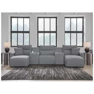 ModMax II 5-Piece Next-Gen Nuvella™ Performance Fabric Dual Power Reclining Modular Sectional with Double Chaise and Consoles, Salt and Pepper