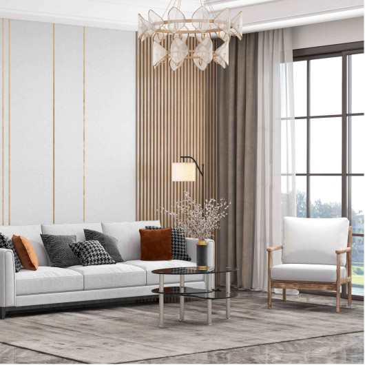 Modern Accent Chair & Tempered Glass Oval Side Coffee Table Set