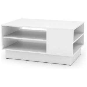 Modern Coffee Table with 2-Tier Open Storage Shelves-White