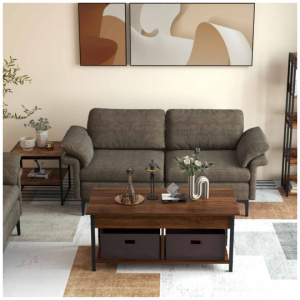 Modern Fabric Sofa and Accent Chair with 2 Side Table for Living Room