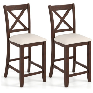 Modern Farmhouse Counter Height Stools with Footrest and Cushion-Walnut