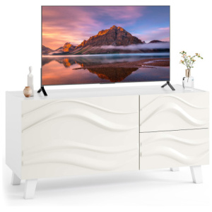 Modern Mid Century TV Stand with Drawers for 44 Inch TV-White