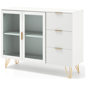 Modern Sideboard Buffet Cabinet with 2 Doors and 3 Drawers for Living Room Dining Room-White