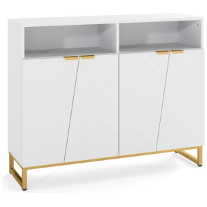 Modern Sideboard Cabinet with 4 Doors and Adjustable Shelves-White