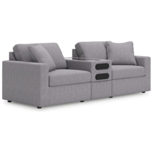 Modmax 3-Piece Modular Next-Gen Nuvella™ Performance Fabric Sectional with Audio Console, Granite