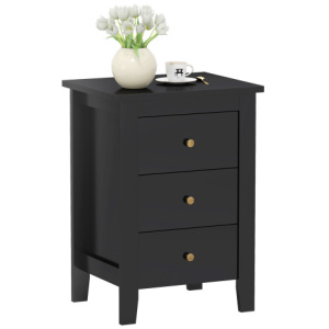 Nightstand End Beside Table Drawers Modern Storage Bedroom Furniture-Black