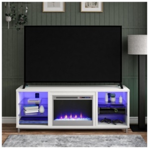 Norton 64" TV Stand with Electric Fireplace, White