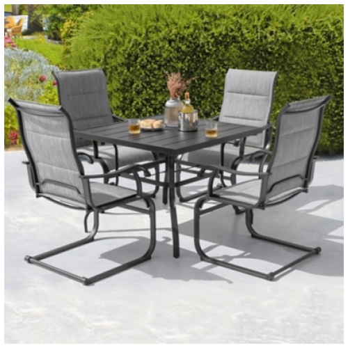 Nuu Garden Solstice Outdoor Dining Table and 4 Chairs, Gray