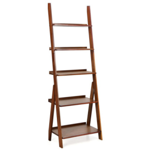 Office Set with 5-Tier Bamboo Ladder Shelf and Electric Standing Computer Desk