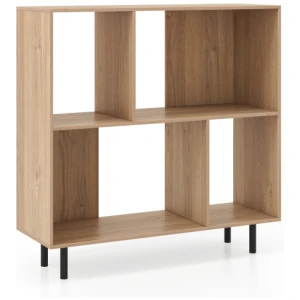 Open Shelf Bookcase with 4 Compartments-Natural