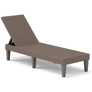 Outdoor Chaise Lounger Chair with Waterproof Rattan Textured PP Surface and 330 lbs Capacity-Brown