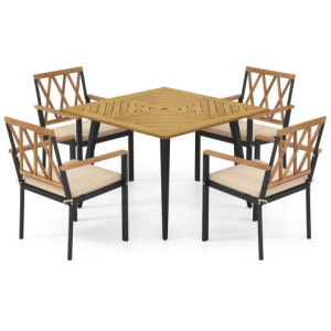 Outdoor Dining Table and Chairs with Cushions and 1.9 inches Umbrella Hole