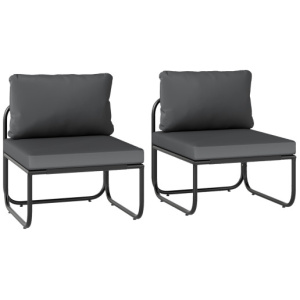 Outdoor Patio Chairs Set of 2 with Removable Cushions and Adjustable Foot Pads-Gray