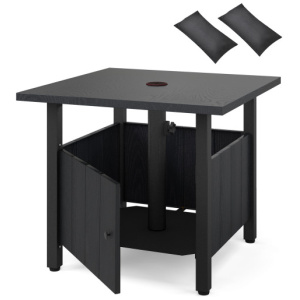 Outdoor Side Table with 1.89" Umbrella Hole Patio Umbrella Table Base Stand-Black