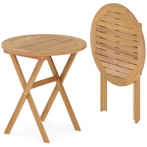 Outdoor Side Table with Slatted Tabletop and X-Shaped Structure