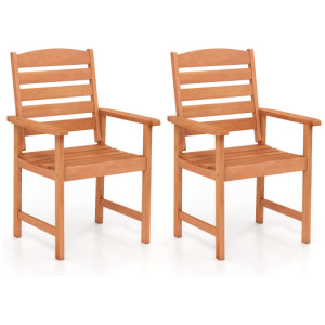 Outdoor Wooden Dining Chairs with Inclined Backrests and Slatted Seats