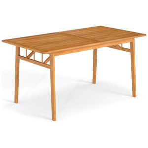 Outdoor Wooden Dining Table with Umbrella Hole and Stable Base