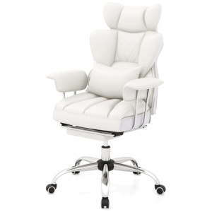 PU Leather Home Office Chair 400 lbs High Back Executive Chair-White