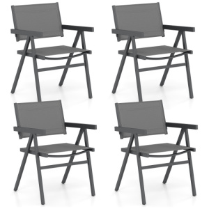 Patio Chairs Set of 2 Outdoor Dining Chair with Breathable Fabric Seat-Set of 4