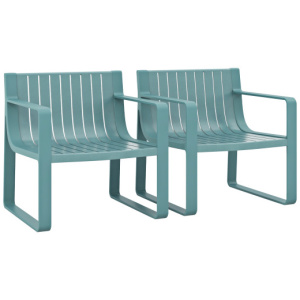 Patio Chairs Set of 2 with Curved Backrests and Seats-Blue
