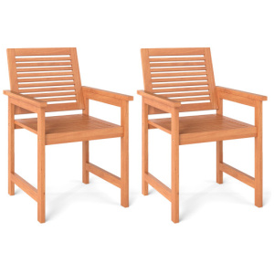 Patio Chairs Set of 2 with Inclined Backrests and Slatted Seats