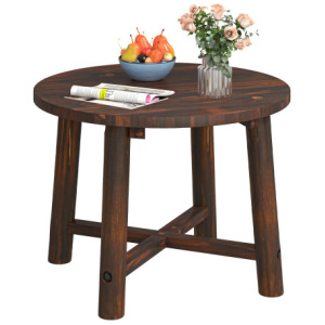 Patio End Table with Solid Wood Structure for Garden Deck Poolside and Indoors-Brown