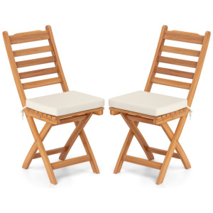 Patio Folding Chairs Set of 2 with Soft Seat Cushion-A