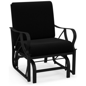 Patio Glider Rocking Chair with Thick Cushion and Curved Armrest-Black