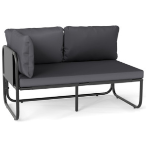 Patio Loveseat Sofa Couch with Removable Pillows and Seat Cushion-Gray