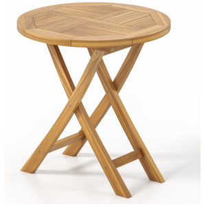 Patio Teak Wood Dining Table with Slatted Tabletop and Sturdy X-Shaped Frame