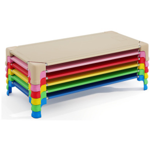 Portable 6 Pack Stackable Daycare Cots Sleeping Bed for Kids 53 Inch-Multicolor