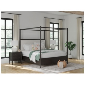Portdown King Next-Gen Nuvella™ Performance Fabric Canopy Bed, Black