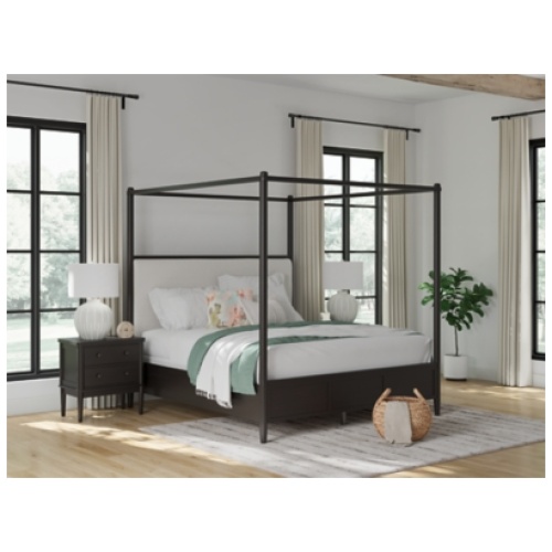 Portdown King Next-Gen Nuvella™ Performance Fabric Canopy Bed, Black