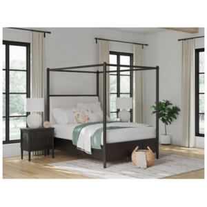 Portdown Queen Next-Gen Nuvella™ Performance Fabric Canopy Bed, Black