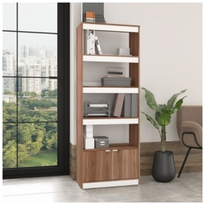 Ratzer 72" Bookcase, Brown/White
