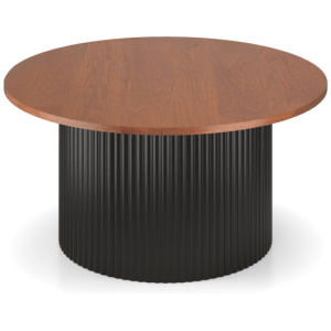 Round Coffee Table with Solid Wood Frame and Wooden Top-Walnut
